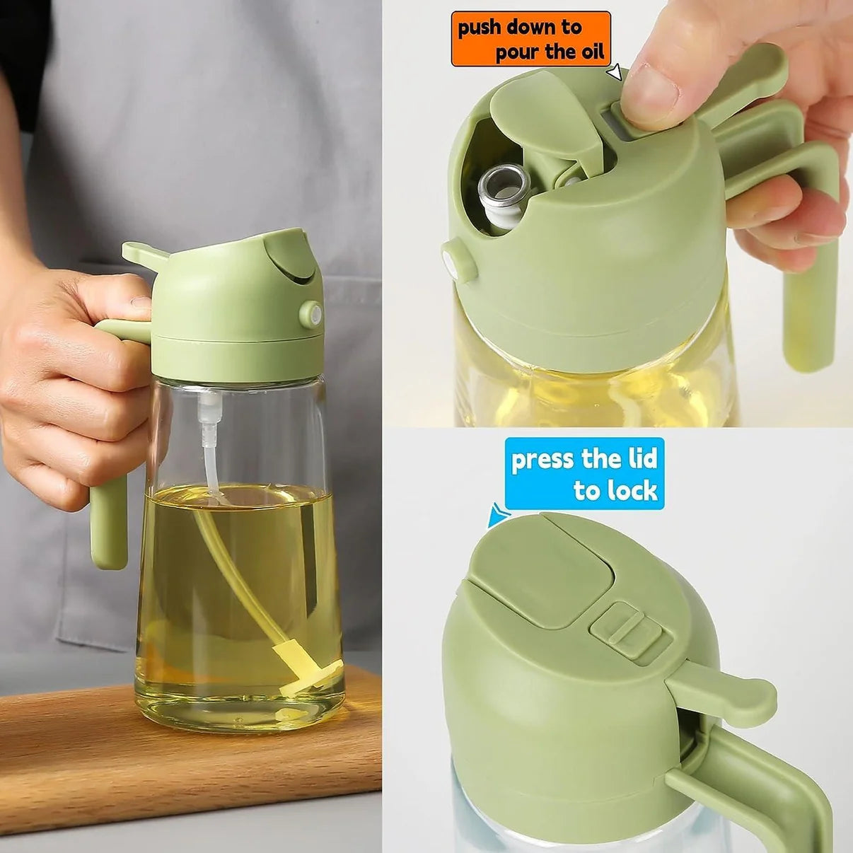 DrizzleMaster - 2 in 1 Oil Dispenser Glass Bottle